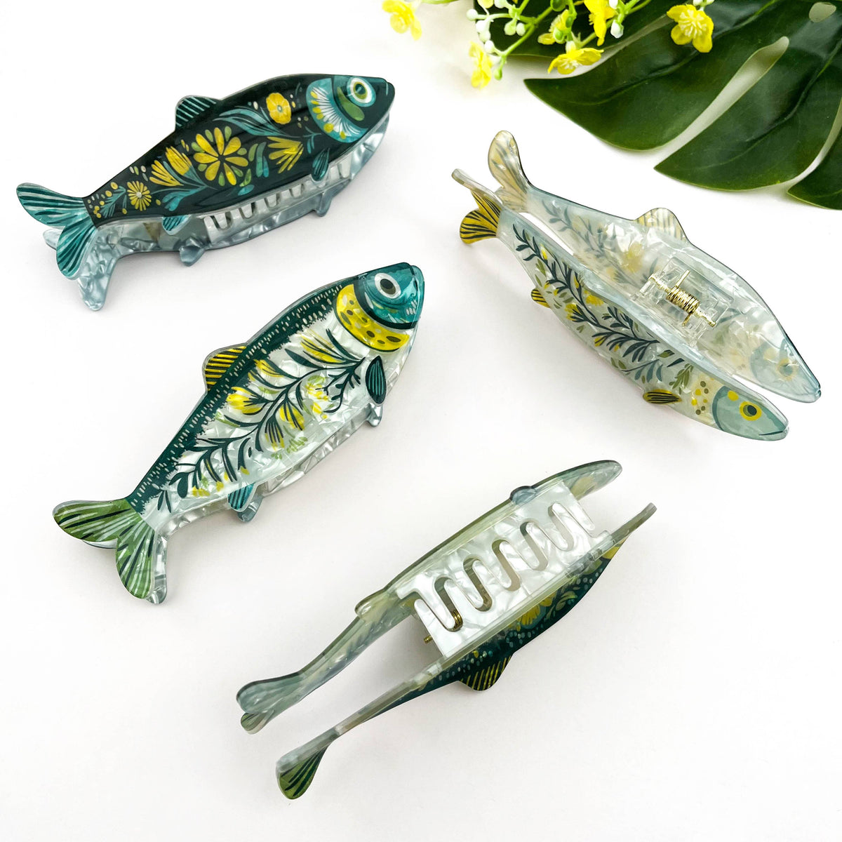 Haarklammer Sardine mit Seegras