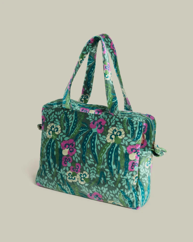 (Akten-)Tasche von Les Touristes Paris – 100% Baumwolle – Allegria Green Print