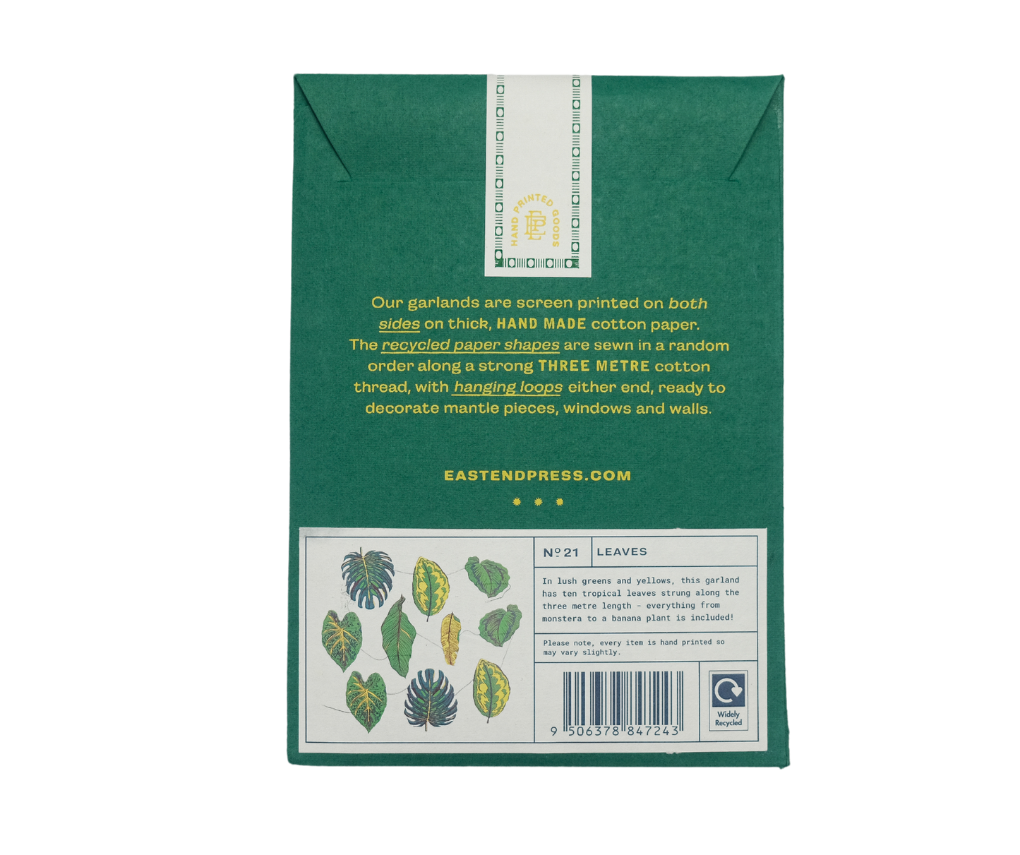 Genähte Girlande mit Blättern