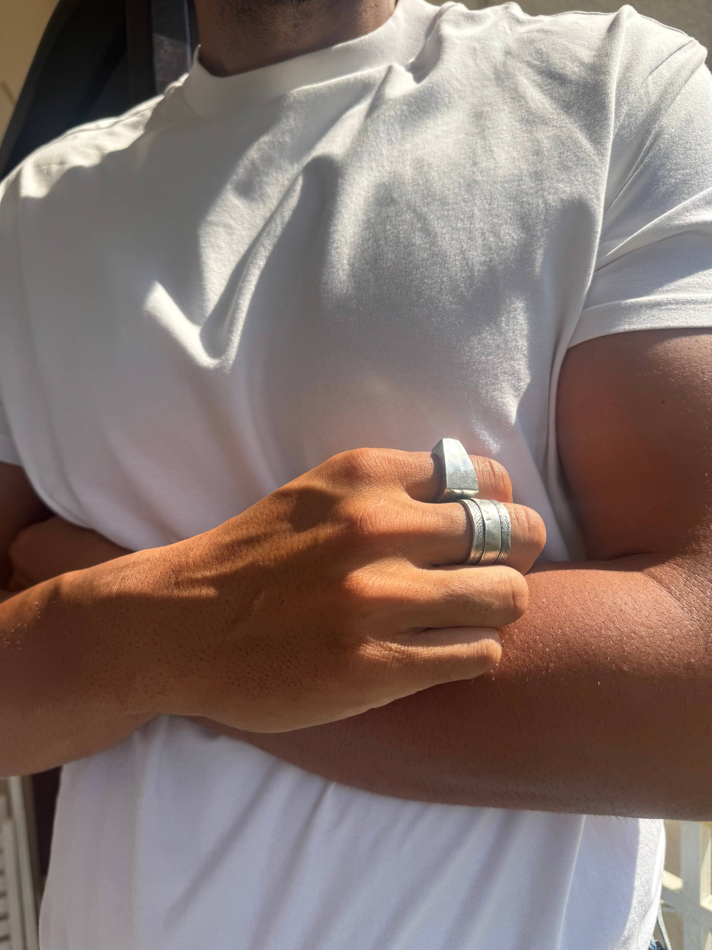 Herrenring, Silber, breiter Ring, verstellbarer Ring: 2. Design