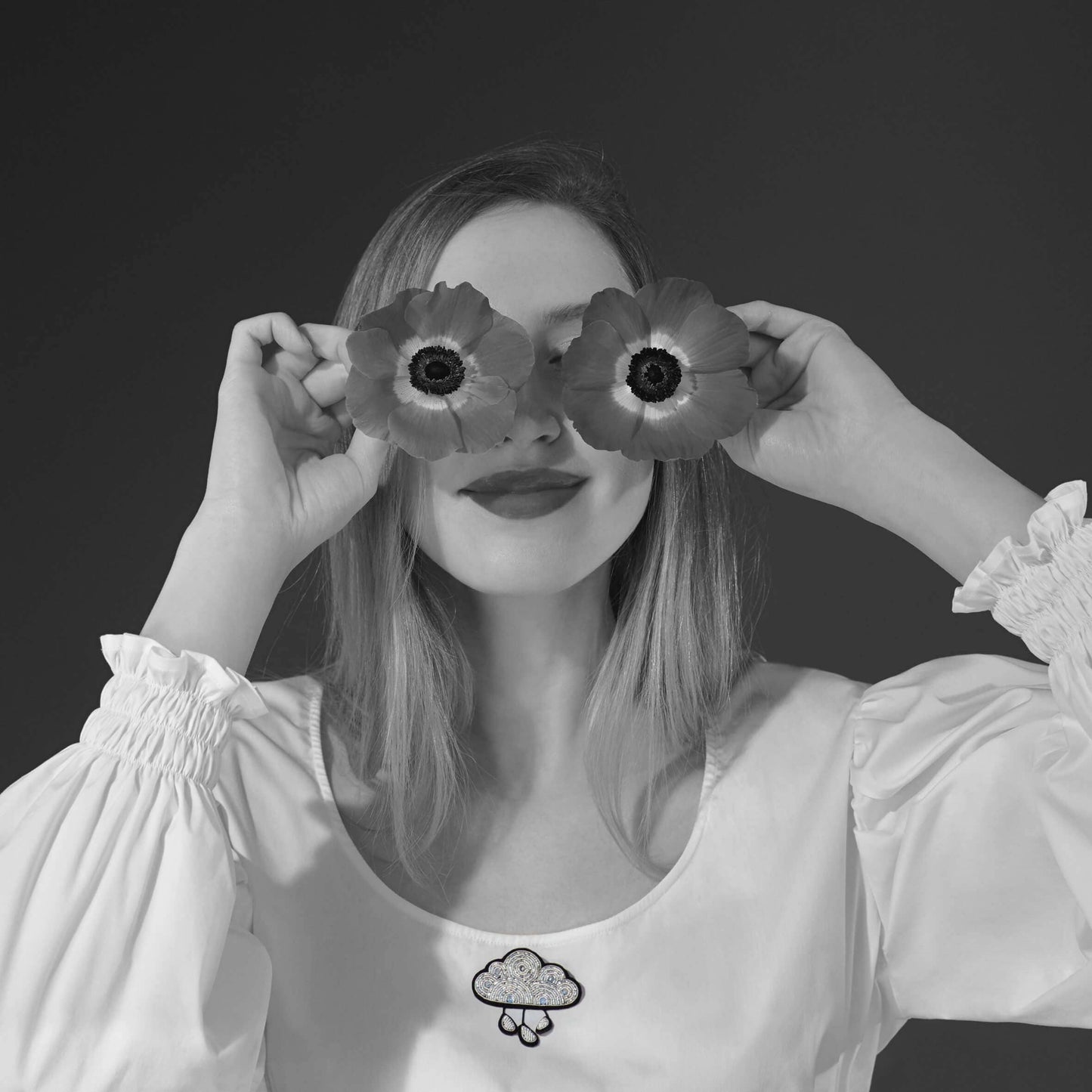 Brosche - Wolke und Regen