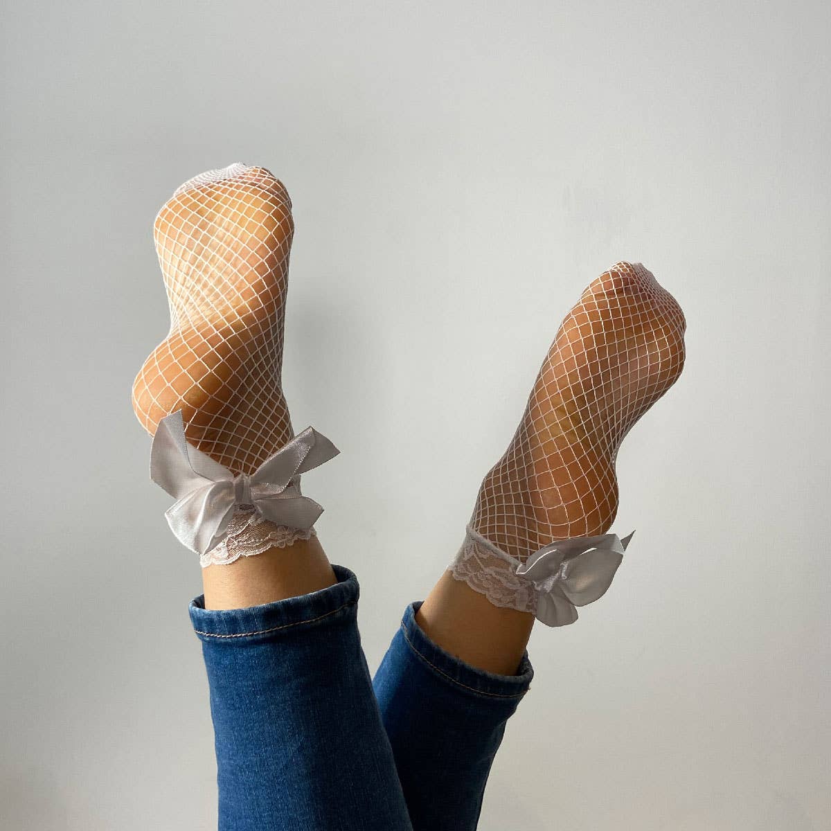 Candice Netz- und Spitzen-Söckchen weiß