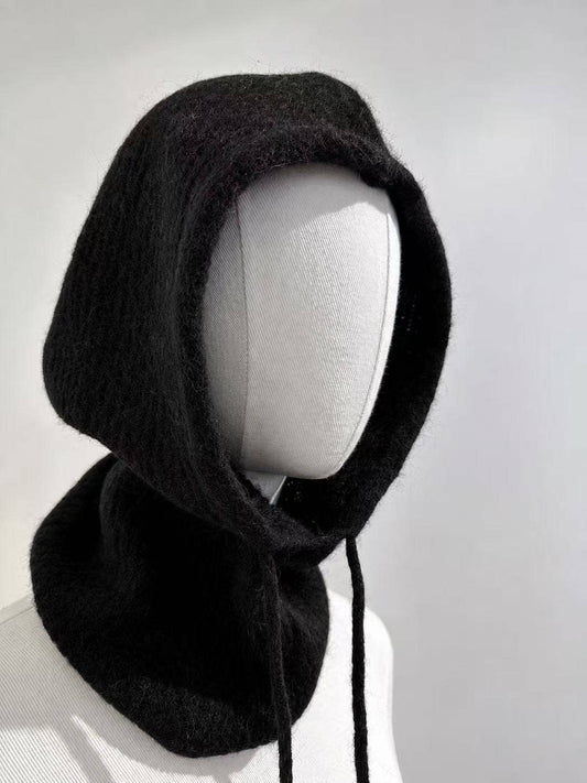 Balaklava mit Baby-Alpaka mit Kordeln: Schwarz