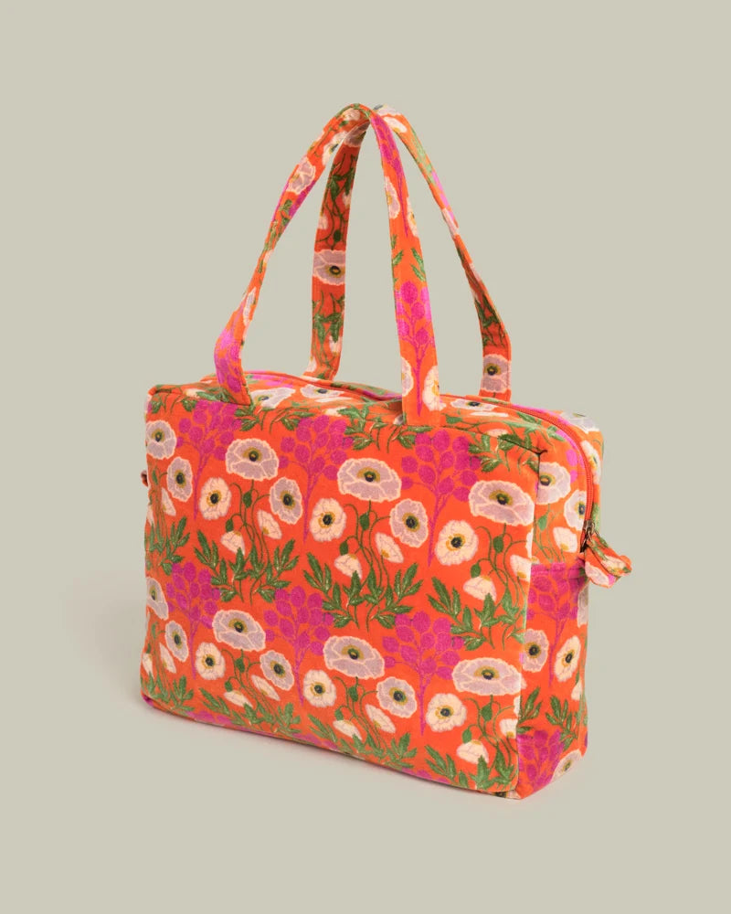 (Akten-)Tasche von Les Touristes Paris – 100% Baumwolle – Poppy Orange Print