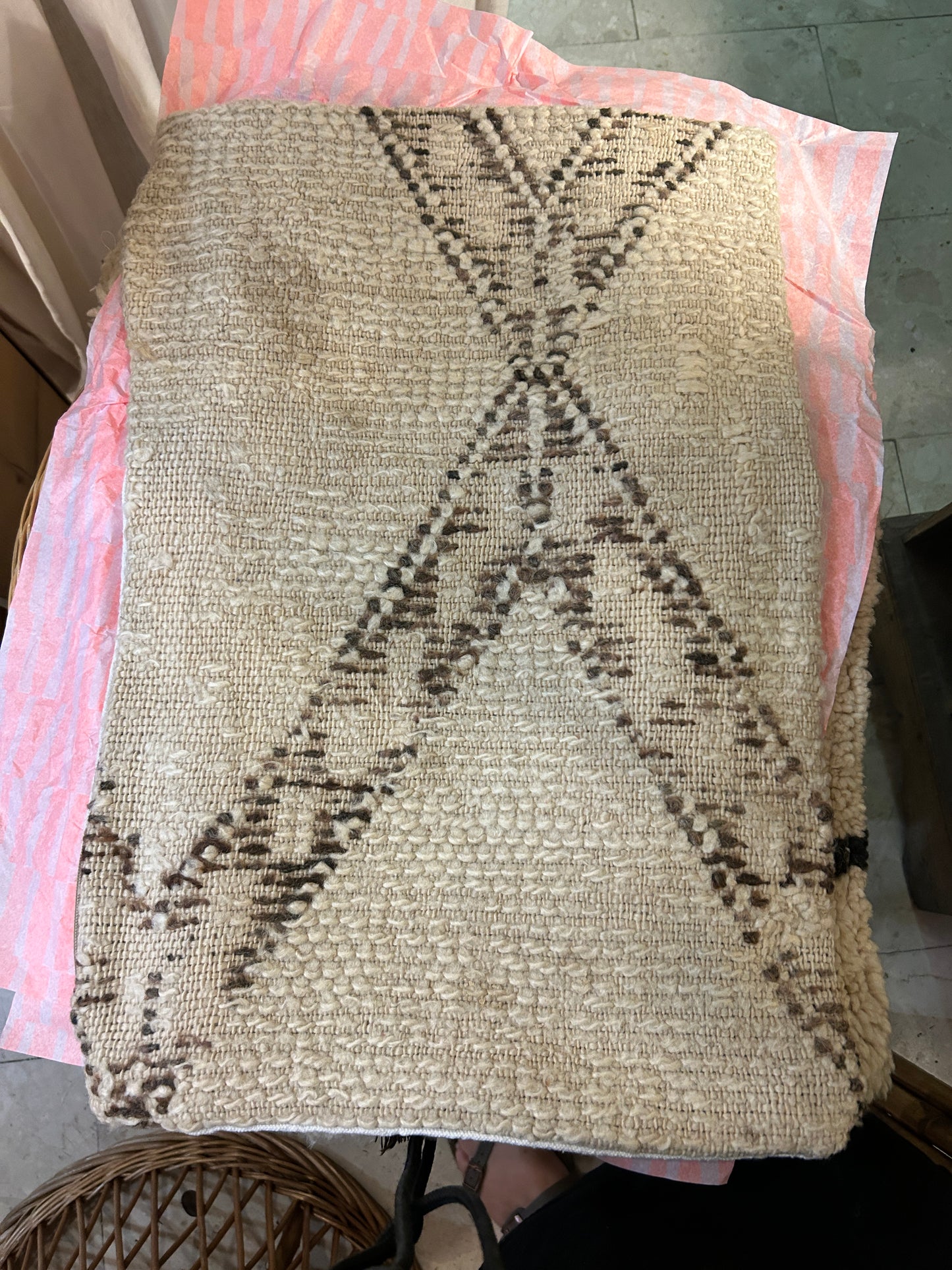 Vintage-Kissen Beni - cremefarben mit Textur: 60 x 40 cm