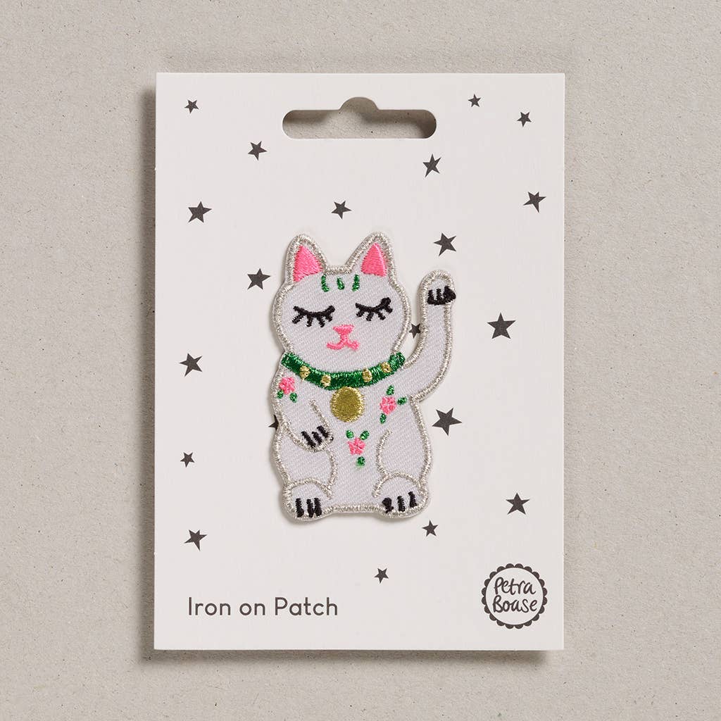 Aufbügelbarer, gestickter Glückskatze-Patch