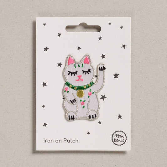 Aufbügelbarer, gestickter Glückskatze-Patch