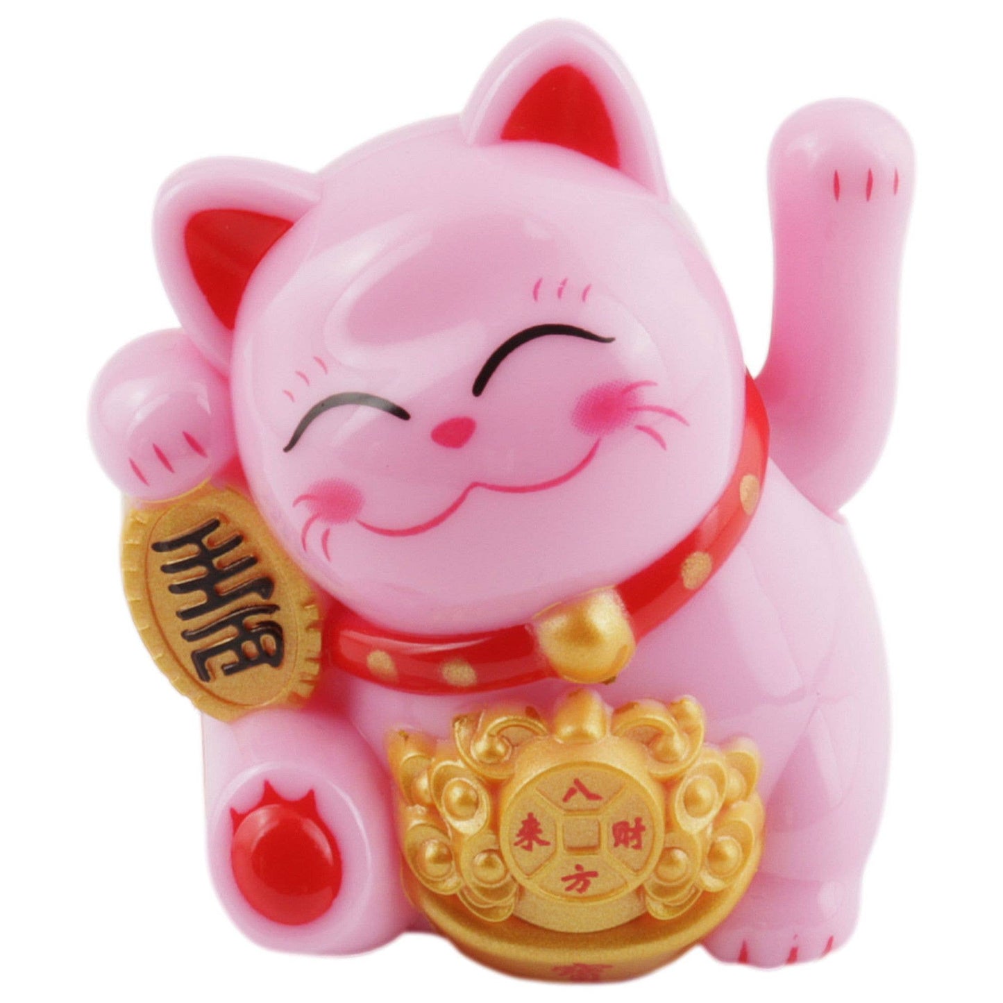 Glückskatze Mini Maneki-neko Freude rosa Solar 5cm Lucky