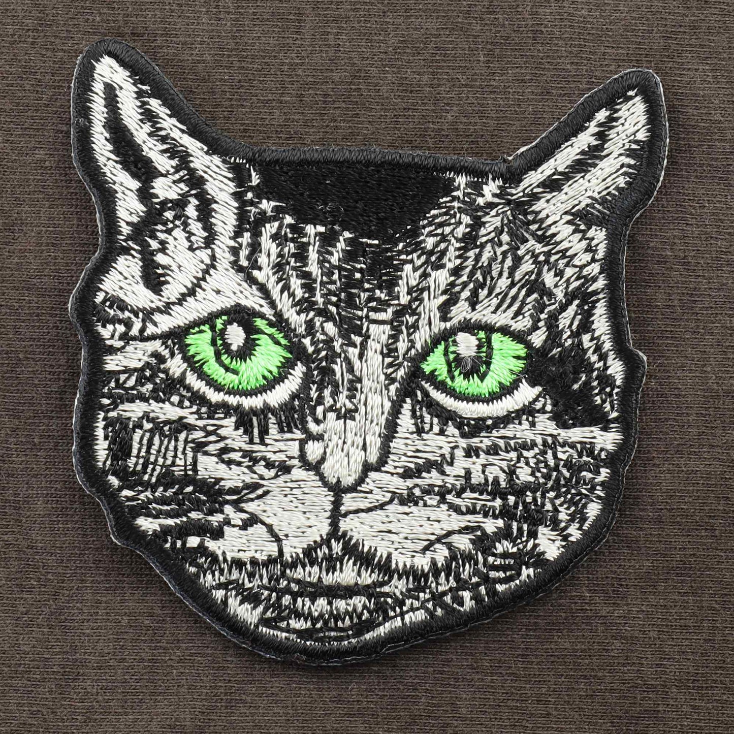 Aufnäher Katzen Kopf Augen grün Patch