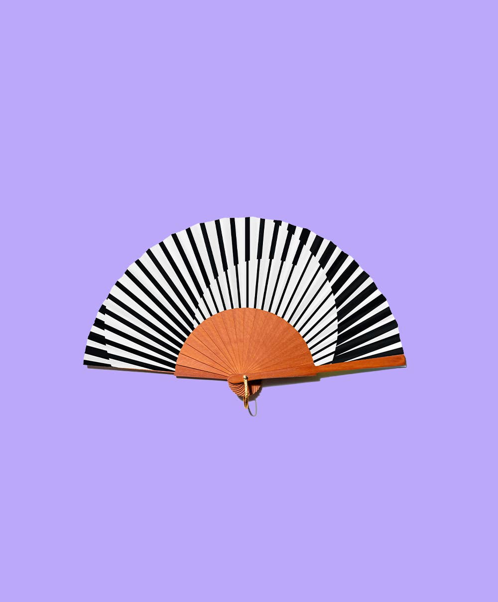 Fächer MINIMAL MELODY - 19 cm - Weiß und Schwarz
