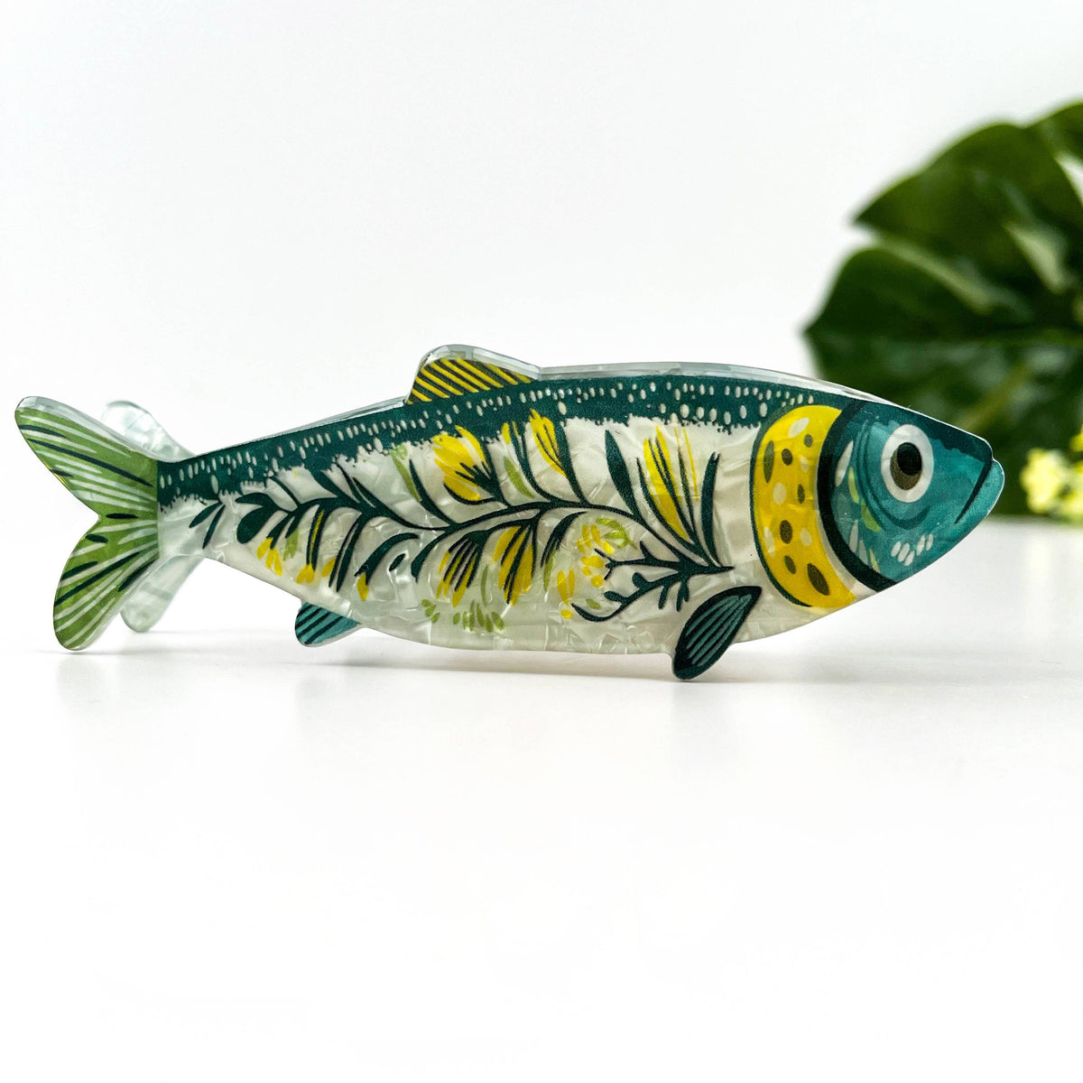 Haarklammer Sardine mit Seegras