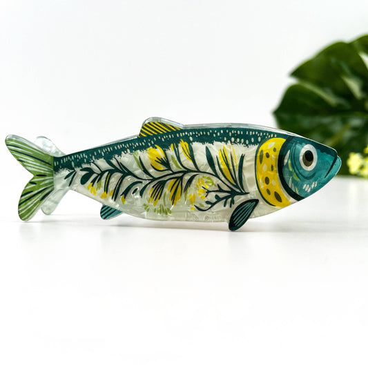 Haarklammer Sardine mit Seegras