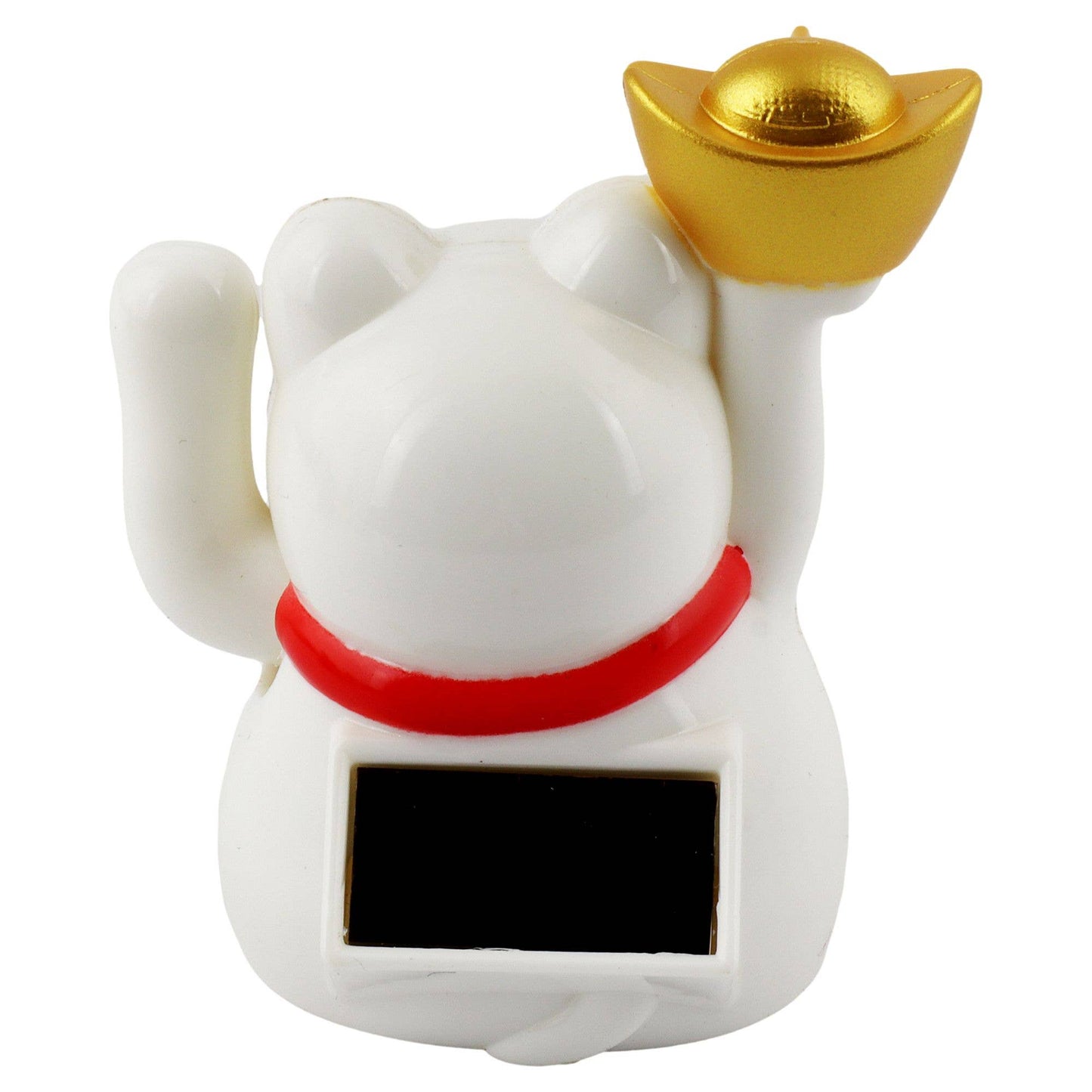 Glückskatze Mini Maneki-neko 02 weiß Solar 5cm Winkekatze