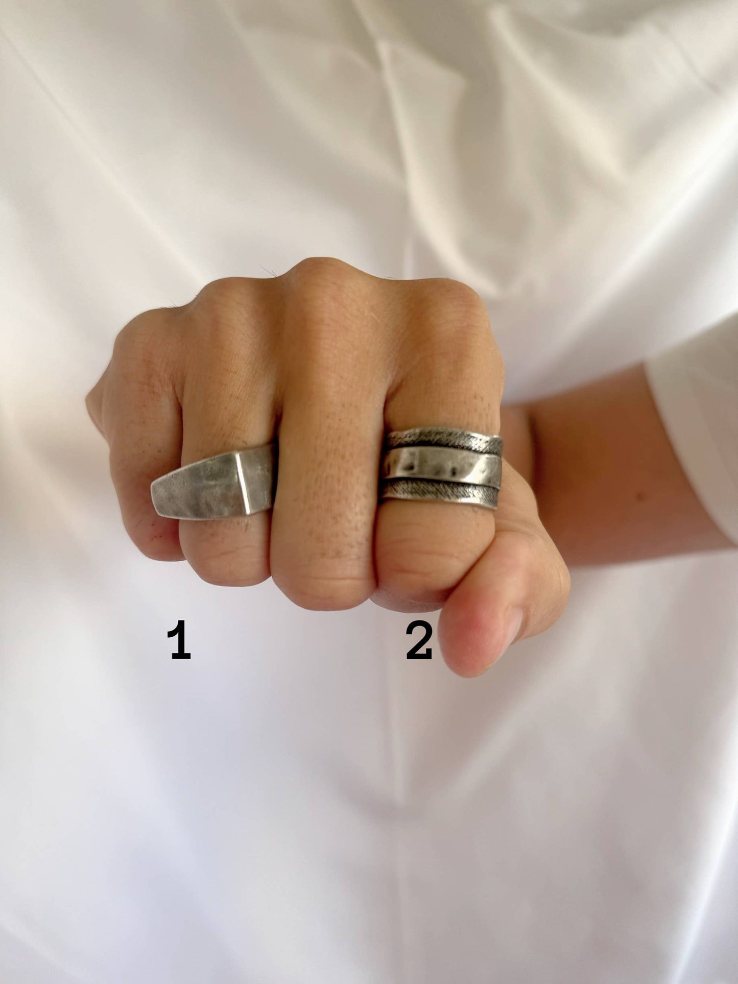 Herrenring, Silber, breiter Ring, verstellbarer Ring: 1. Design
