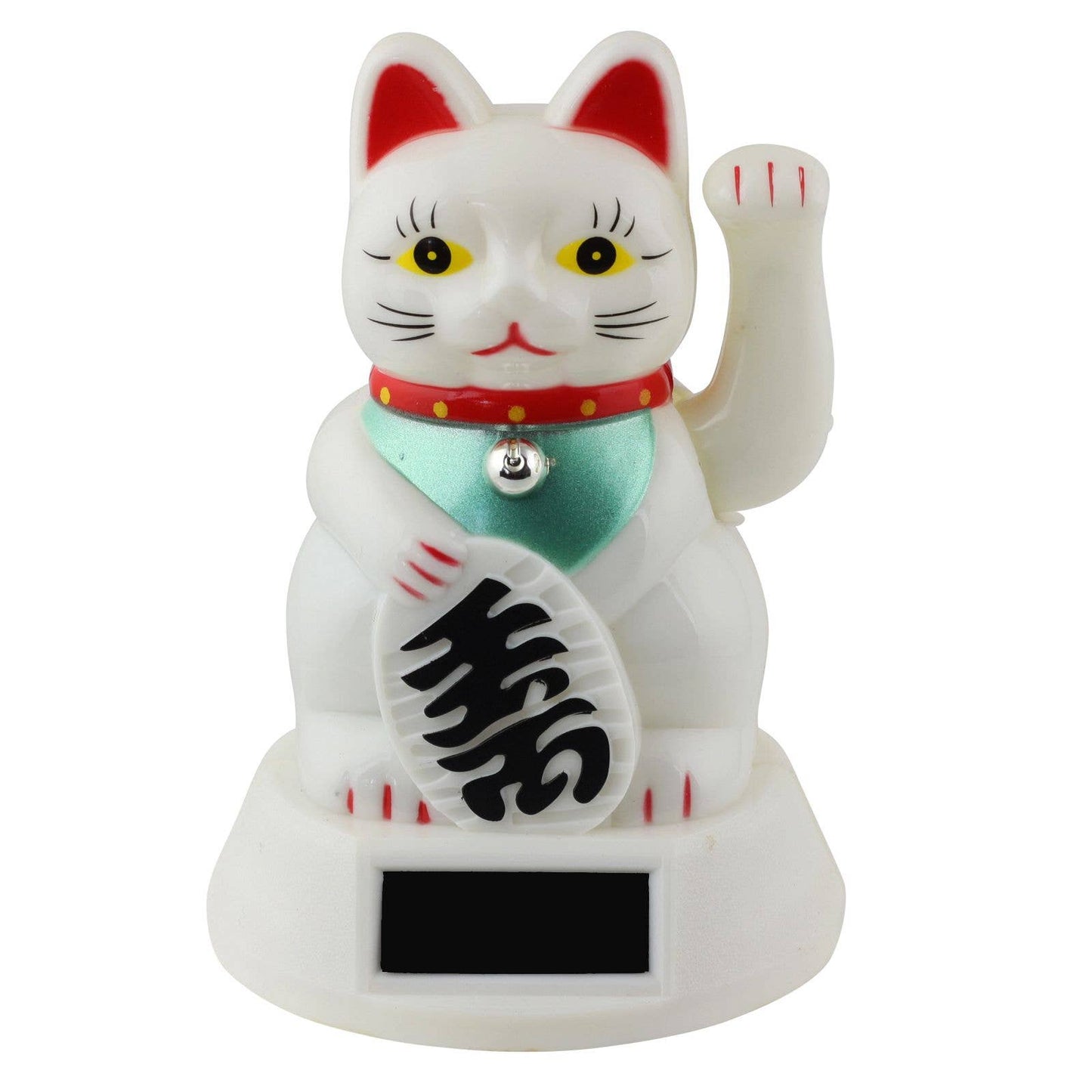 Glückskatze Maneki-neko Winkekatze Solar 12cm weiß