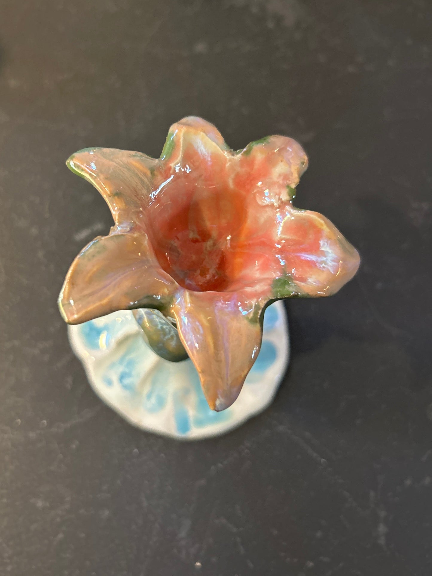 Floraler Kerzenständer glasiert - Handgemachte Keramik von Johanna Reiner