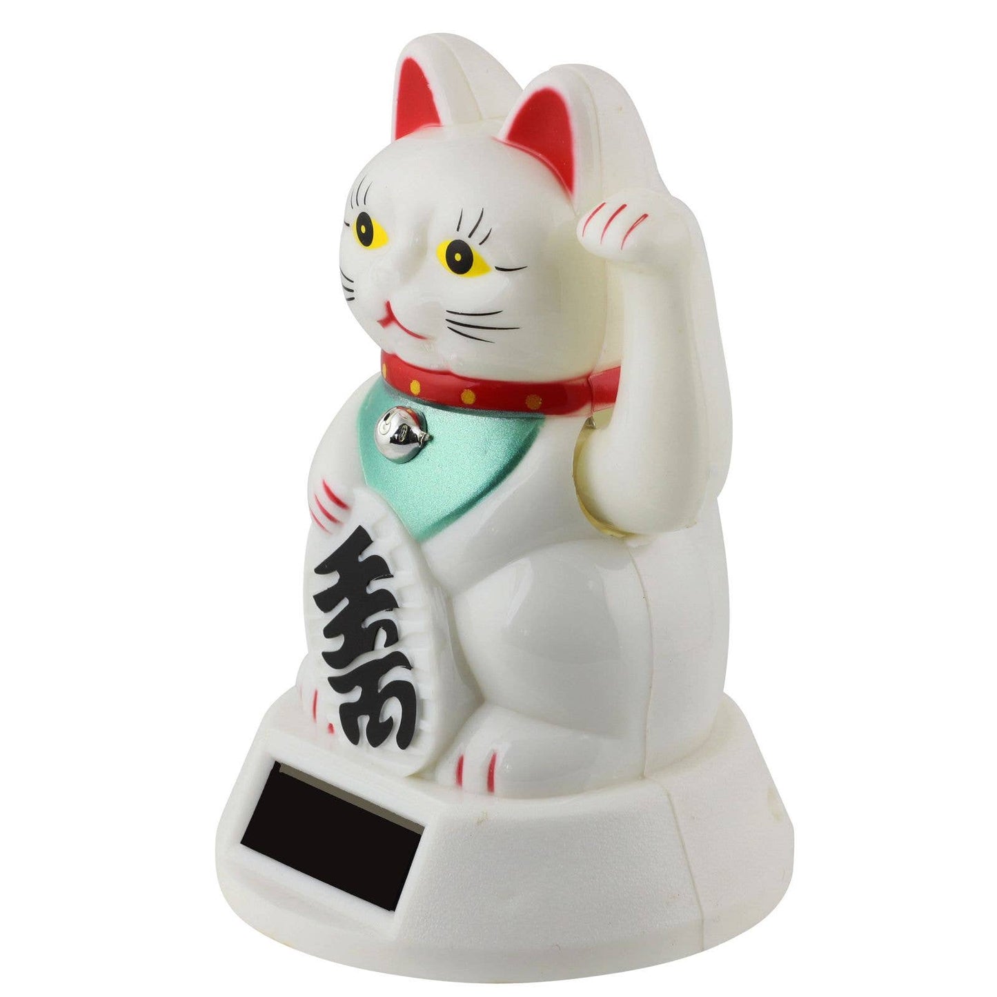 Glückskatze Maneki-neko Winkekatze Solar 12cm weiß