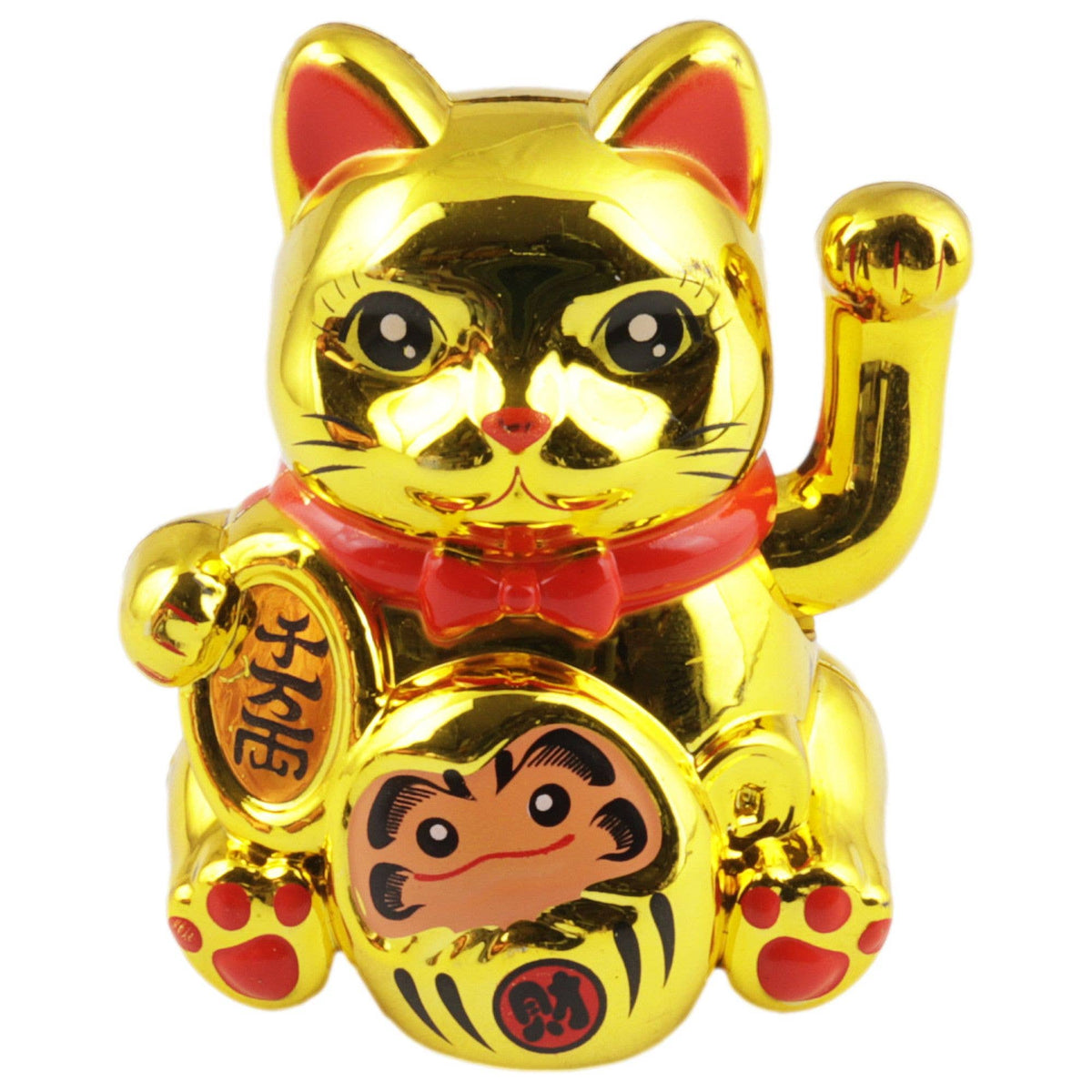 Glückskatze Mini Maneki-neko Schutz Schild gold Solar 5cm