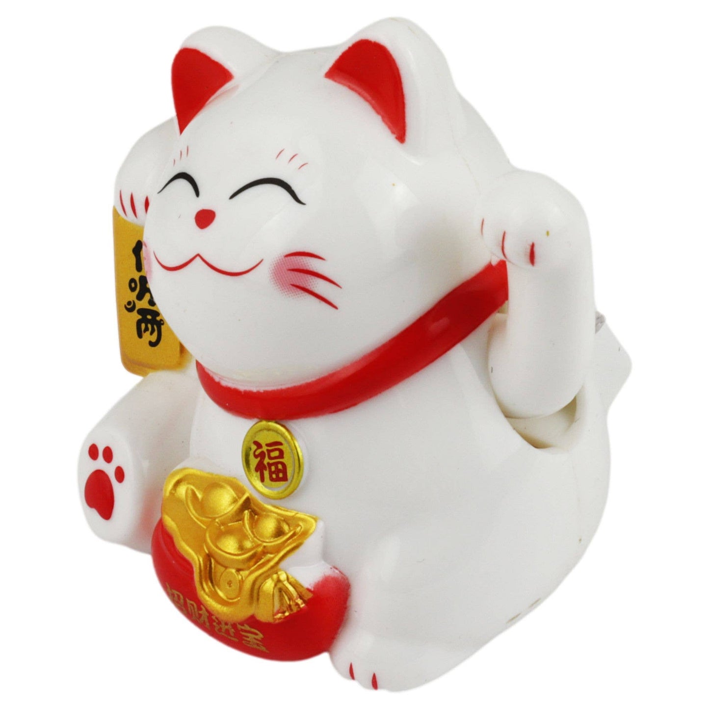 Glückskatze Mini Maneki-neko Kostbarkeit weiß Solar 5cm