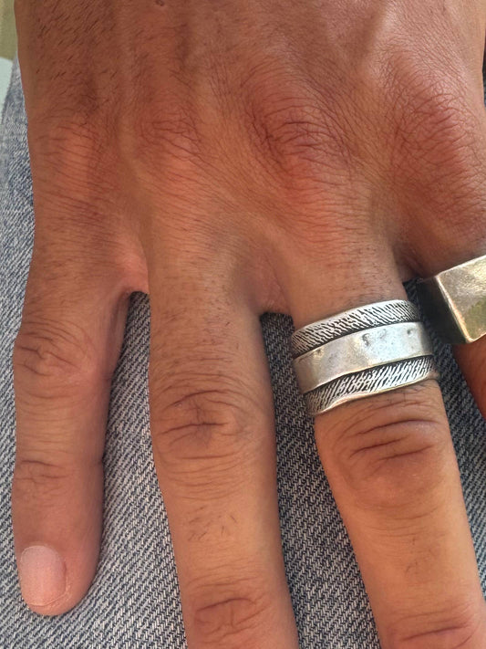 Herrenring, Silber, breiter Ring