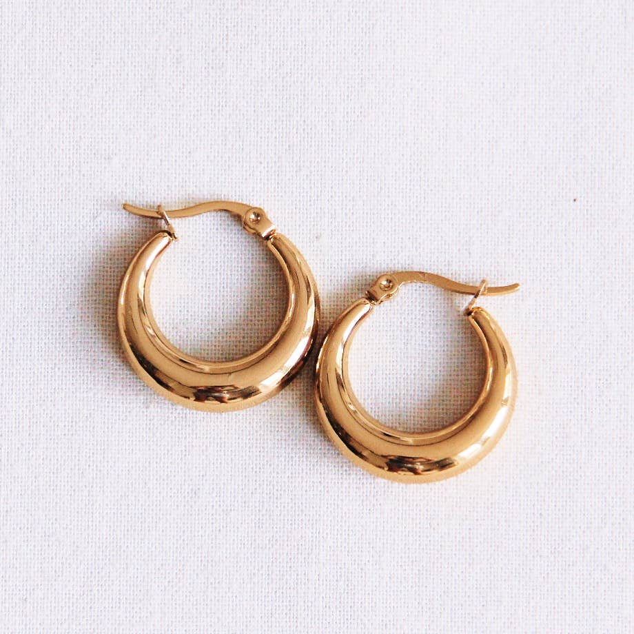 Breite Creolen aus Edelstahl, 19 mm – Gold