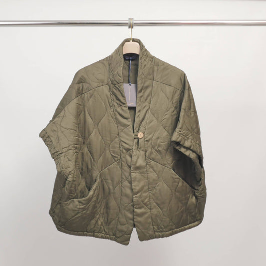 Übergroße Steppweste aus Viskose – Farbe KHAKI