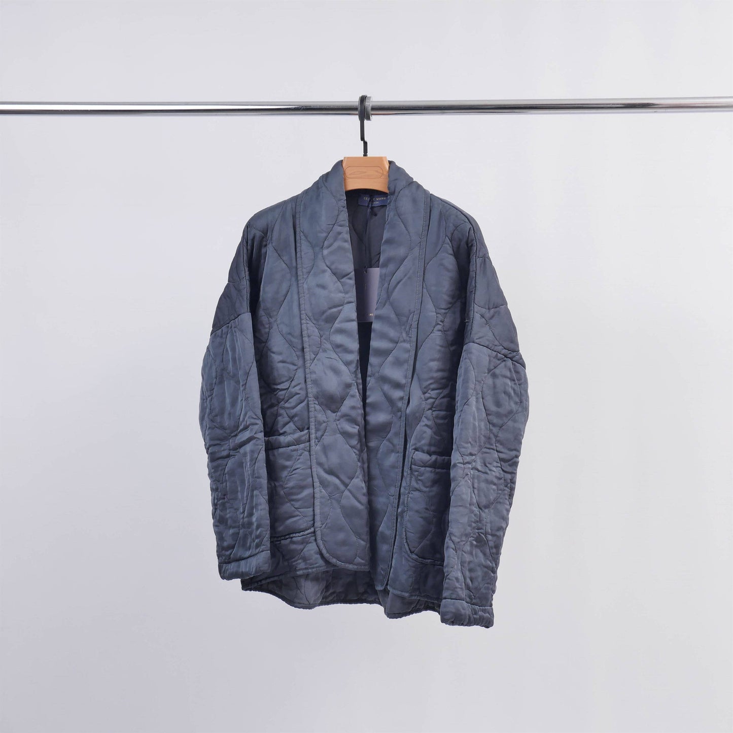 Gesteppte Satinjacke: Petrol Blau