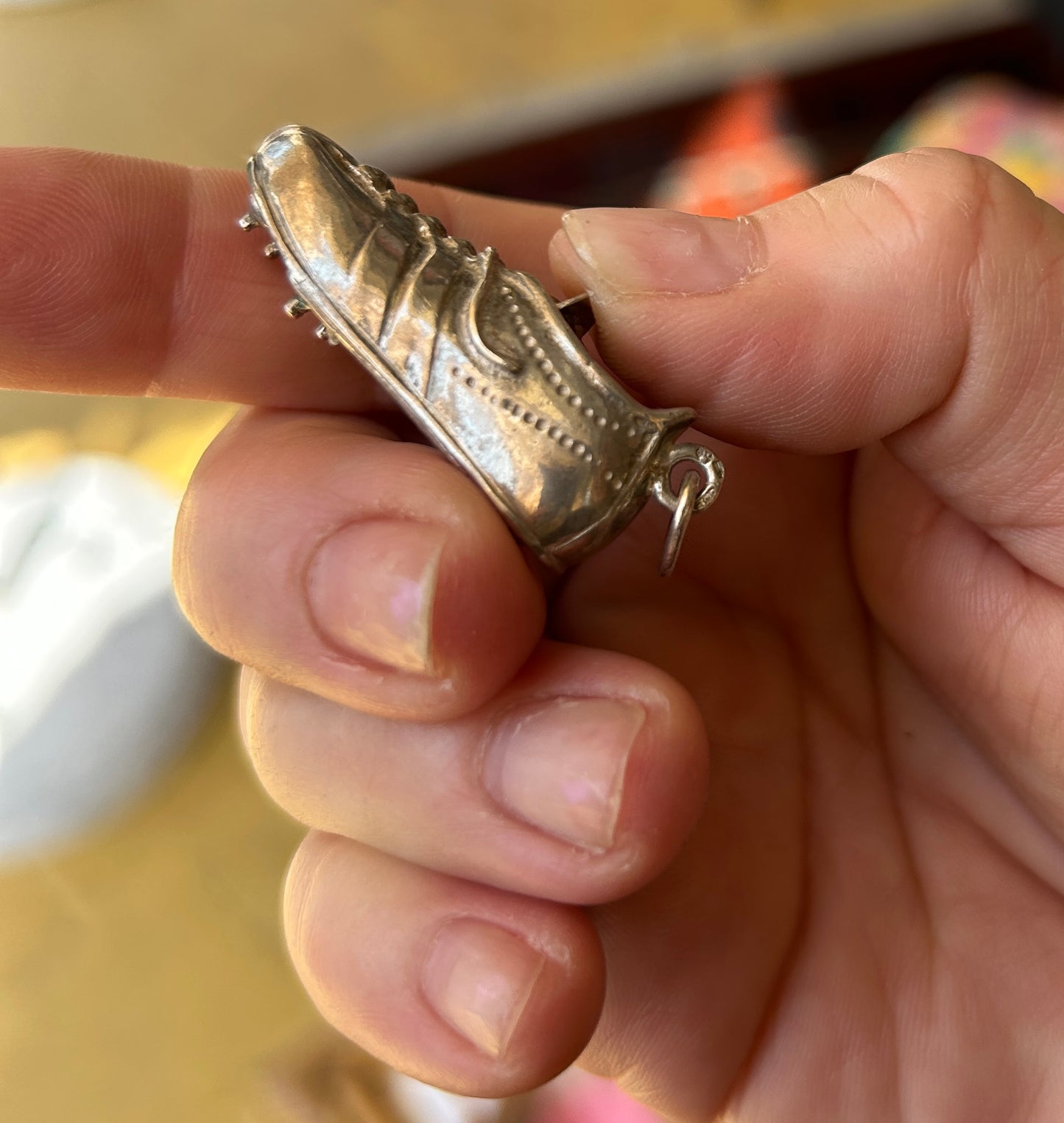Massiver Silber Anhänger Fußballschuh