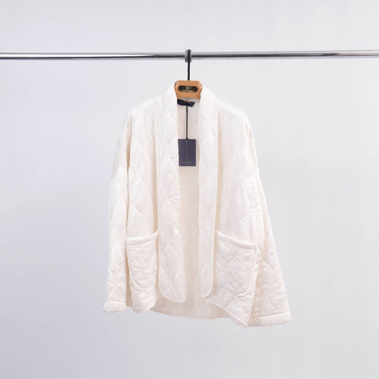 Gesteppte Satinjacke: Cremefarben