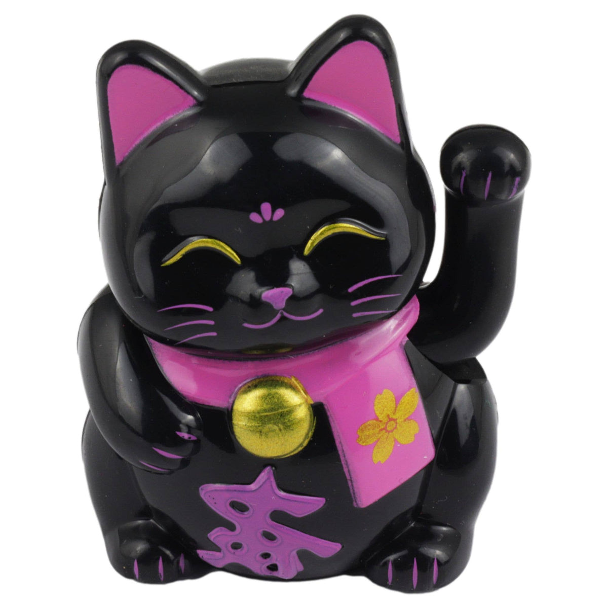 Glückskatze Mini Maneki-neko Wohlbefinden schwarz Solar 5cm