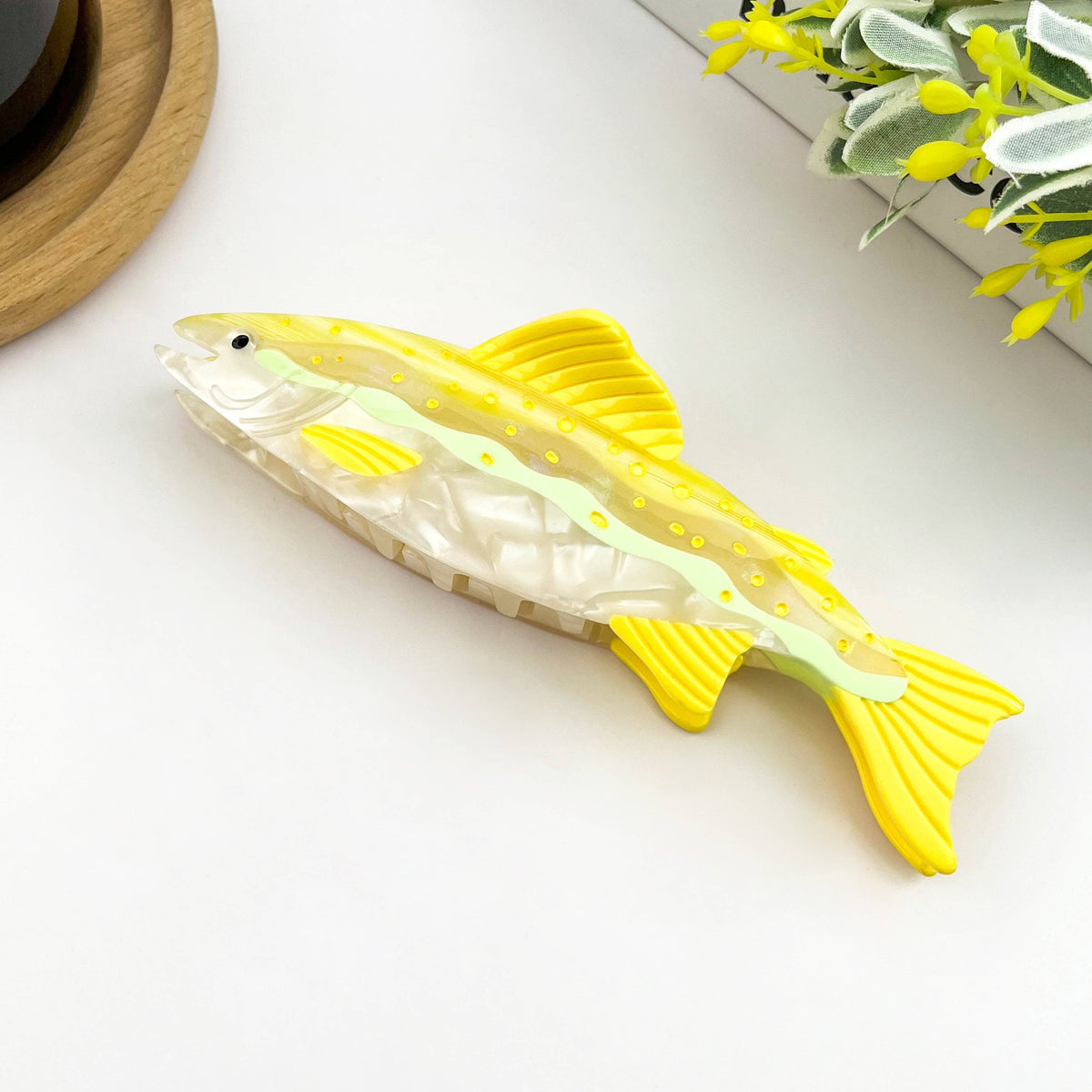 Haarklammer Lachs Grün