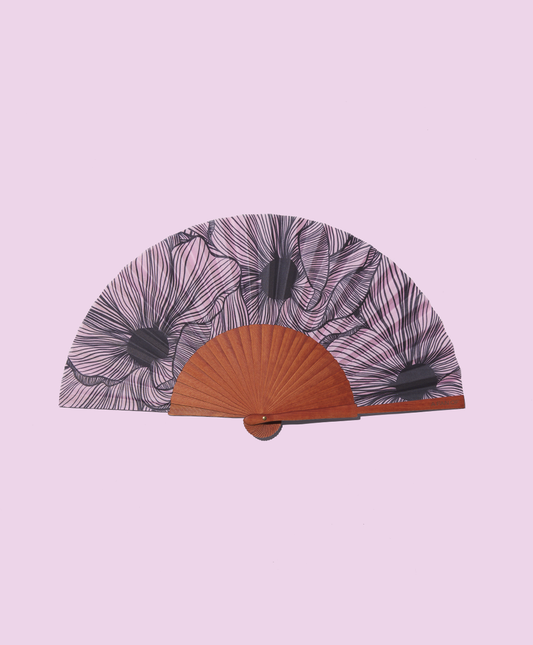 CHIC BLOOM Fächer - 23 cm - Rosa und Schwarz