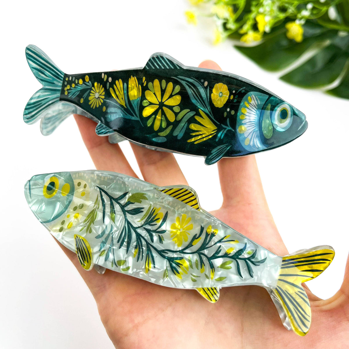 Haarklammer Sardine mit Seegras