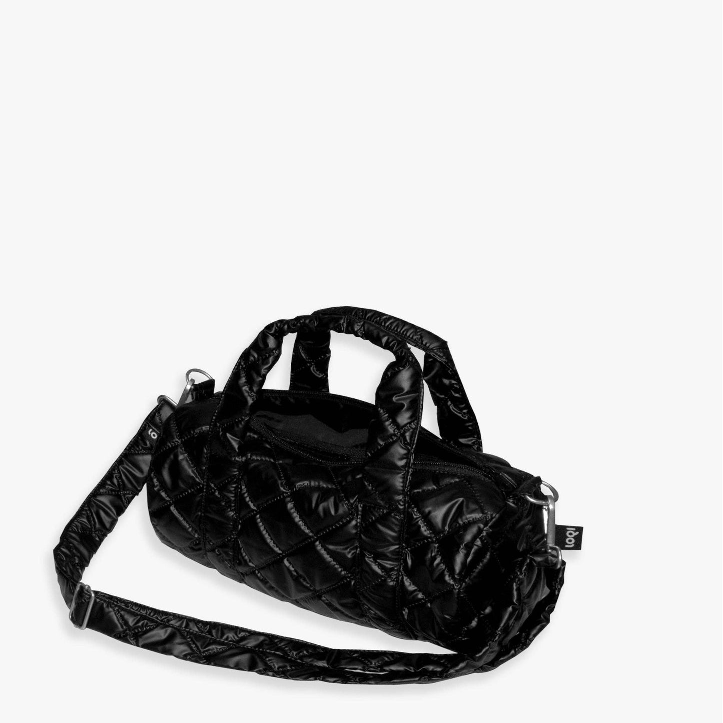 LOQI Metallic Schwarze Puffige Mittelgroße Reisetasche