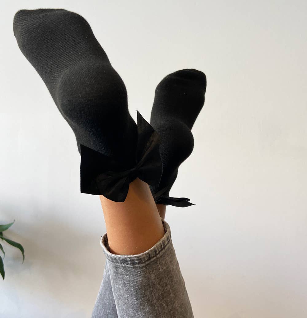 Elisa Schwarze Socken mit Schleife