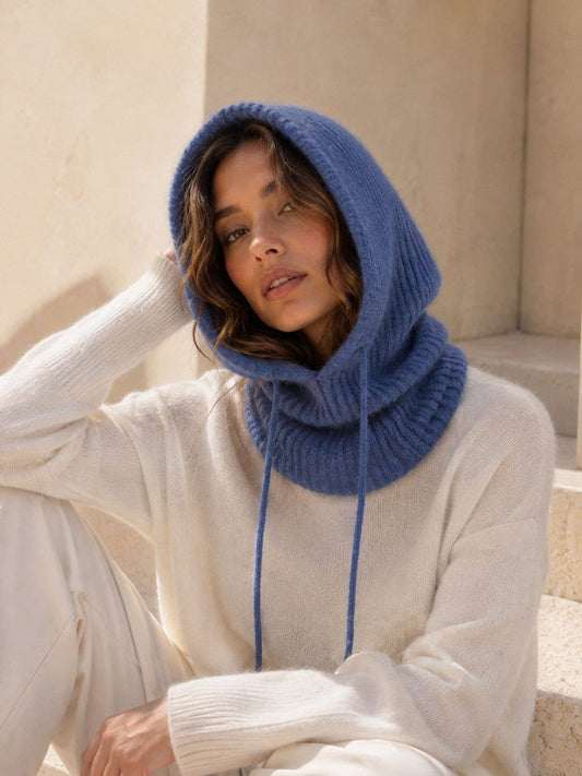 Balaklava mit Baby-Alpaka mit Kordeln: Bleu Jean