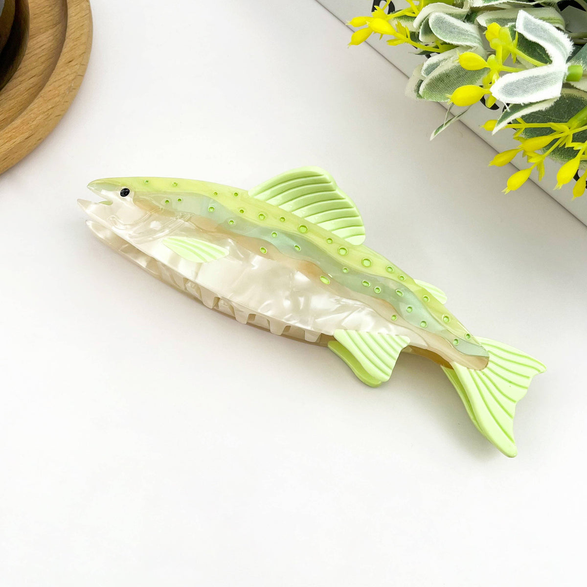 Haarklammer Lachs Grün