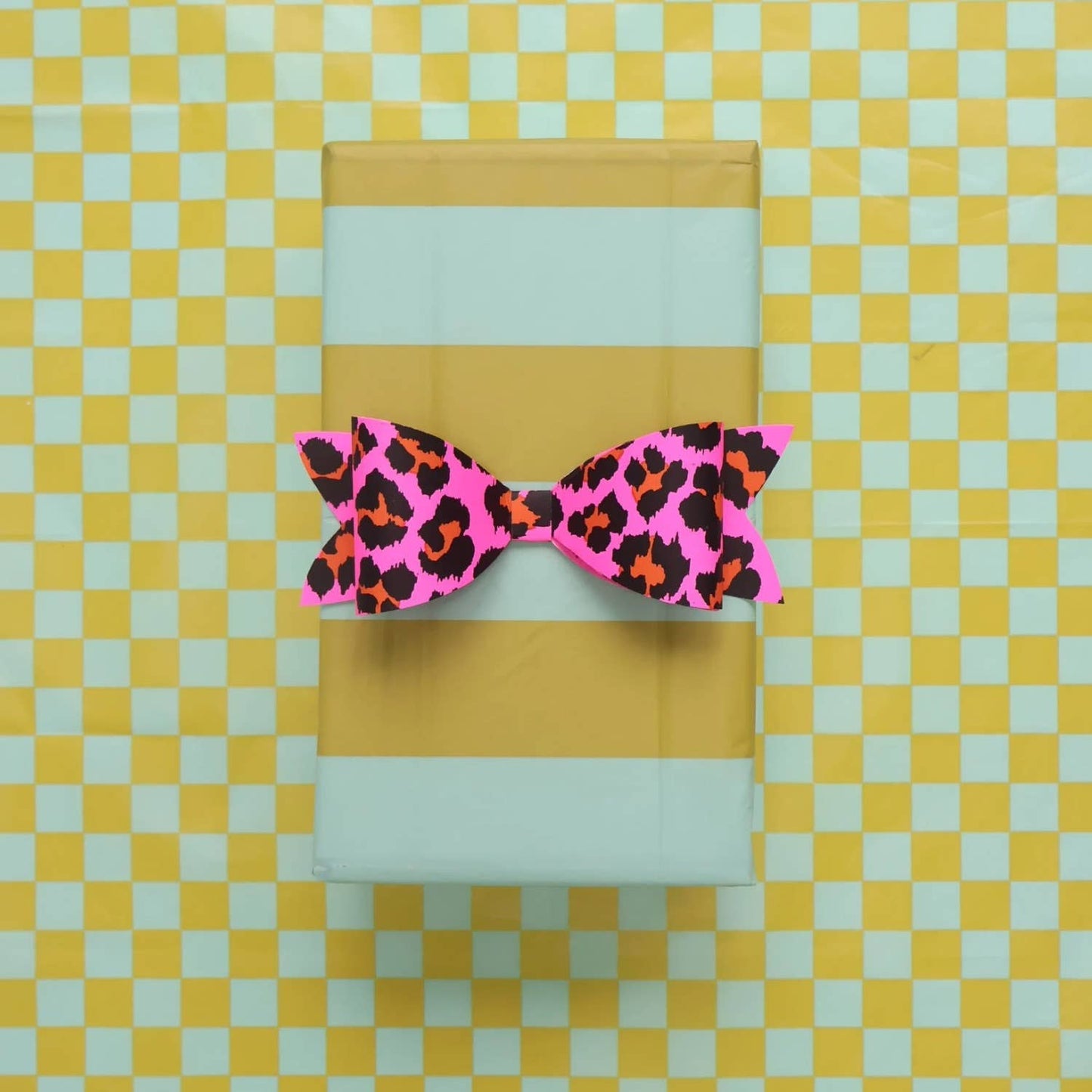 Luxus-Seidenpapier mit Schachbrett/Streifen, Helloliv/Türkis