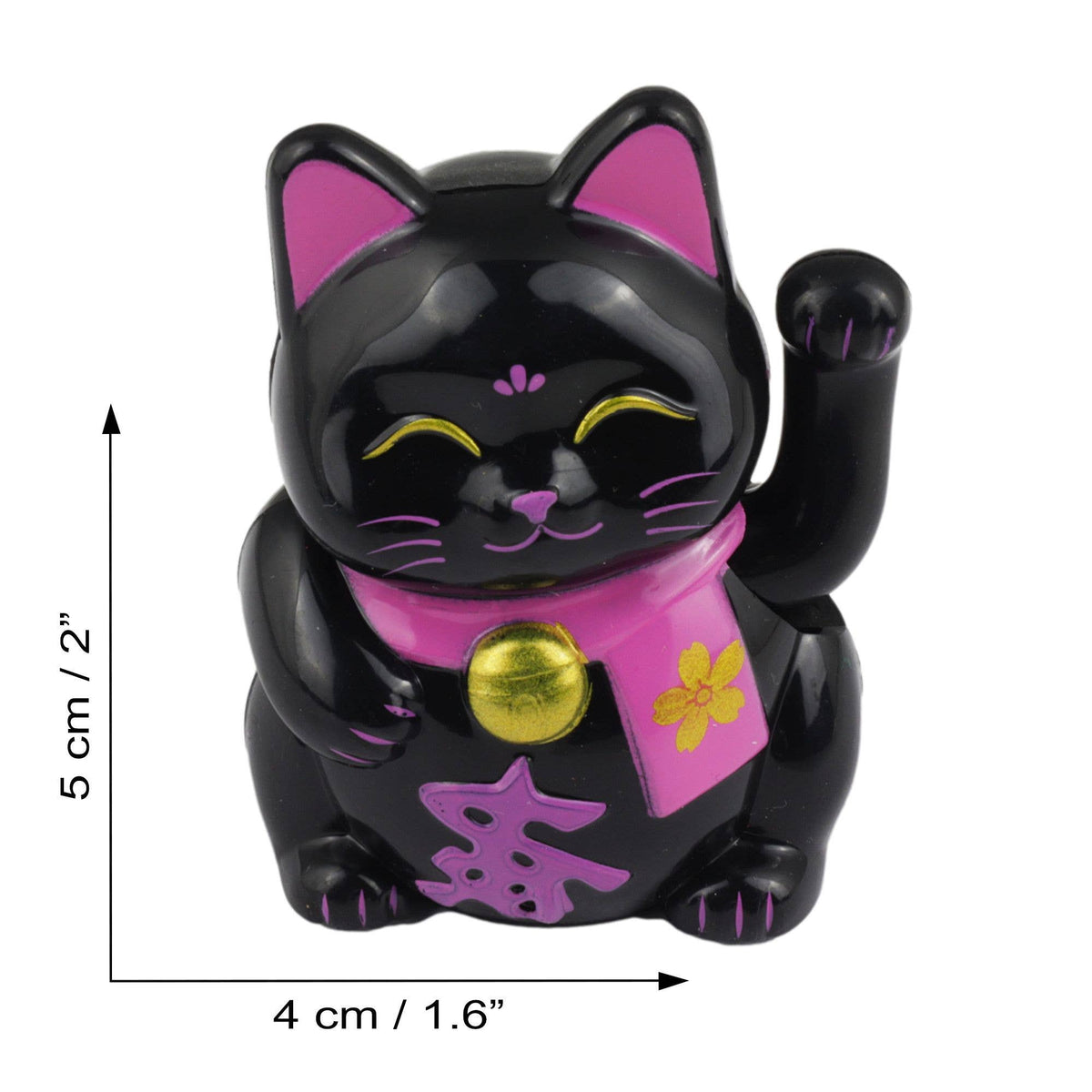 Glückskatze Mini Maneki-neko Wohlbefinden schwarz Solar 5cm
