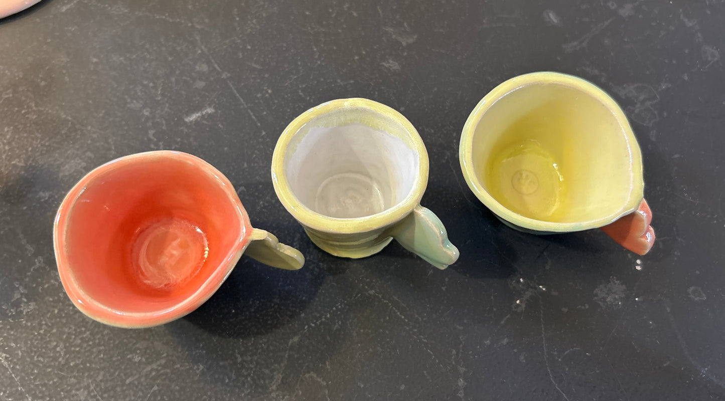 3 Espressotassen im Set und glasiert - Handgemachte Keramik von Johanna Reiner