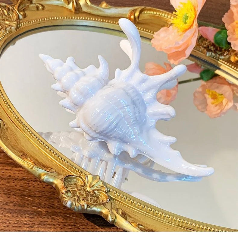 Große weiße Muschel Haarklammer