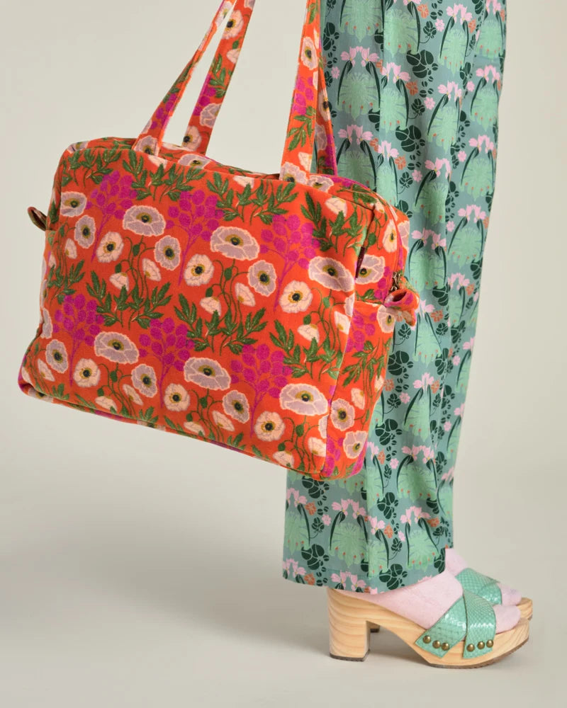 (Akten-)Tasche von Les Touristes Paris – 100% Baumwolle – Poppy Orange Print