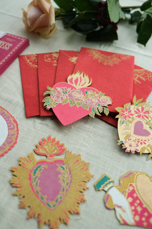 Set mit 5 Billet/Karten in Herzform