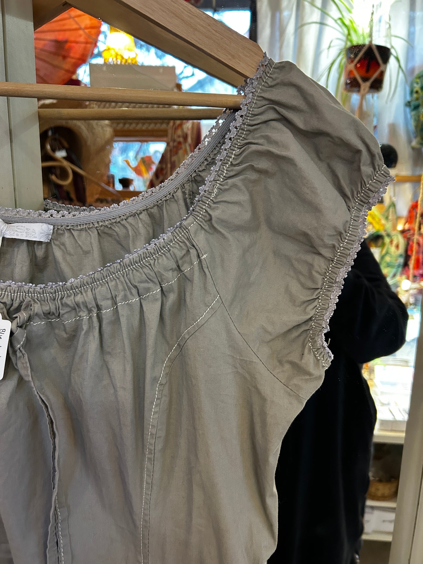 Graues Baumwollkleid mit Raffungen & Zip-Details - Second hand