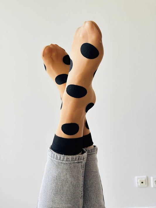 Schwarze Fantasiesocke mit großen Punkten Isabelle