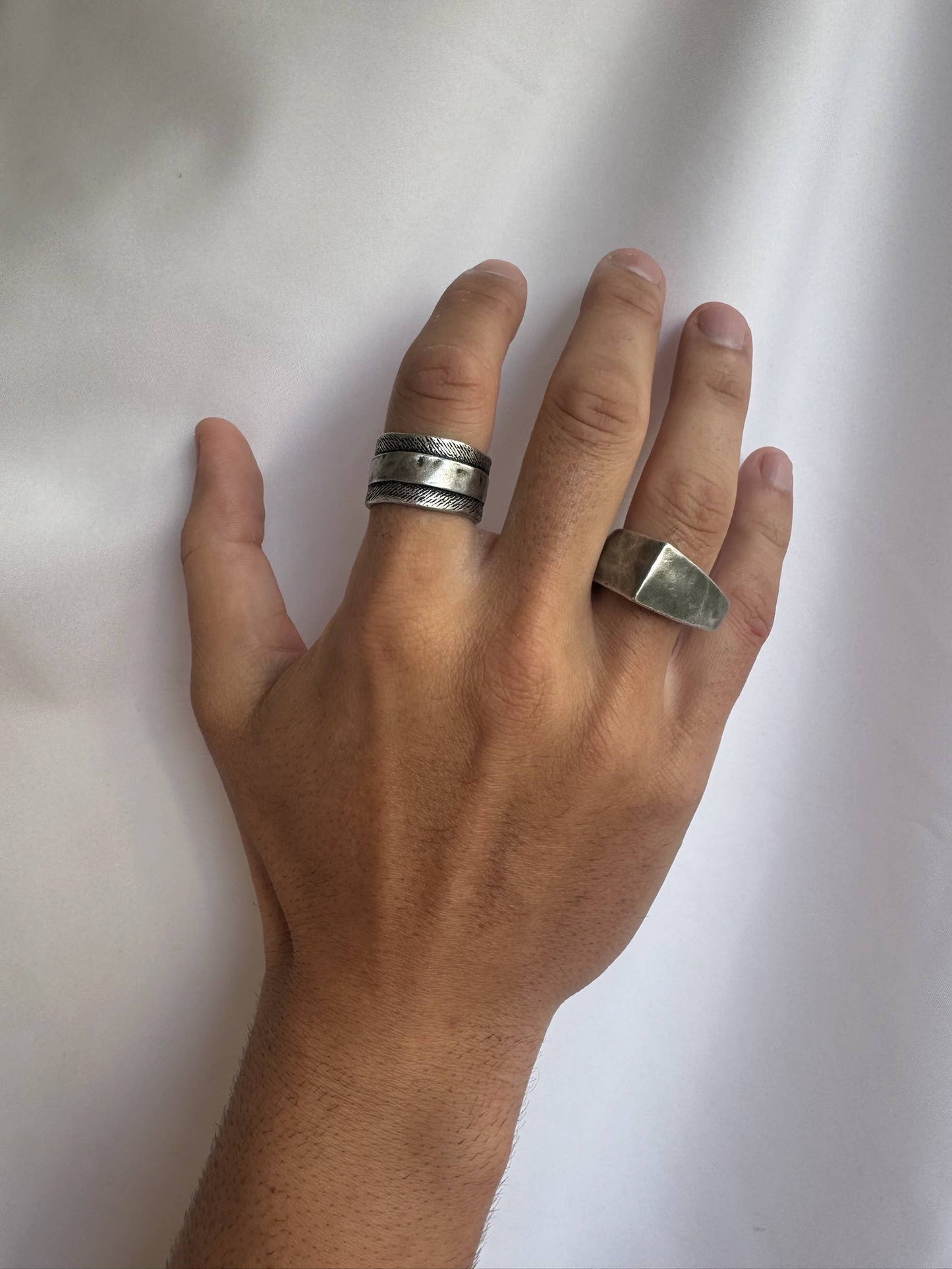 Herrenring, Silber, breiter Ring, verstellbarer Ring: 1. Design