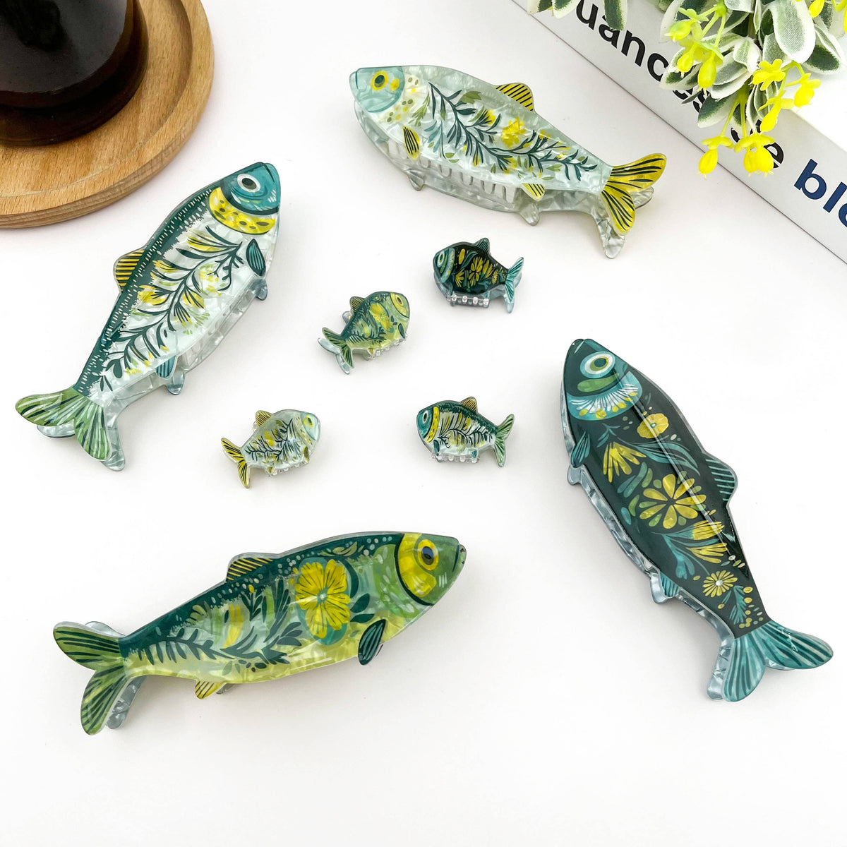 Haarklammer Sardine mit Seegras
