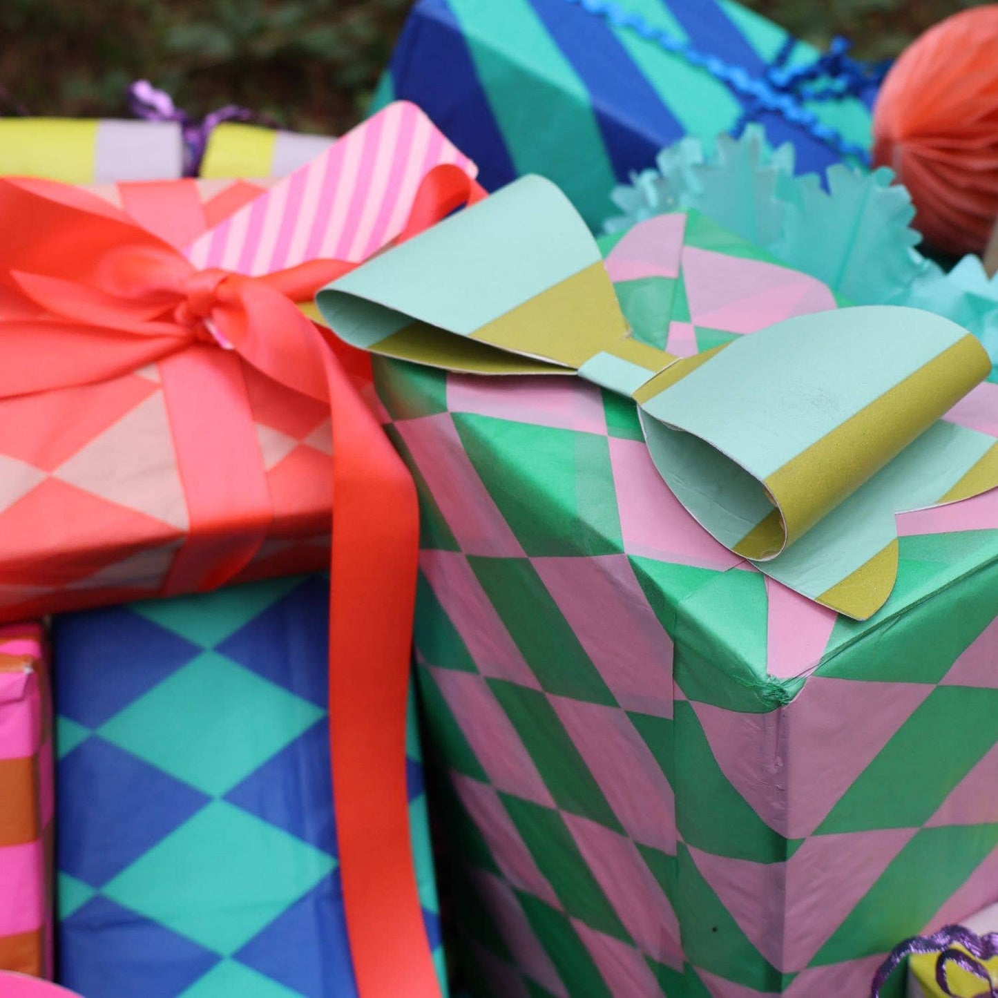 Luxuriöses Seidenpapier, Diamant/Diagonal, Kobaltblau/Jade