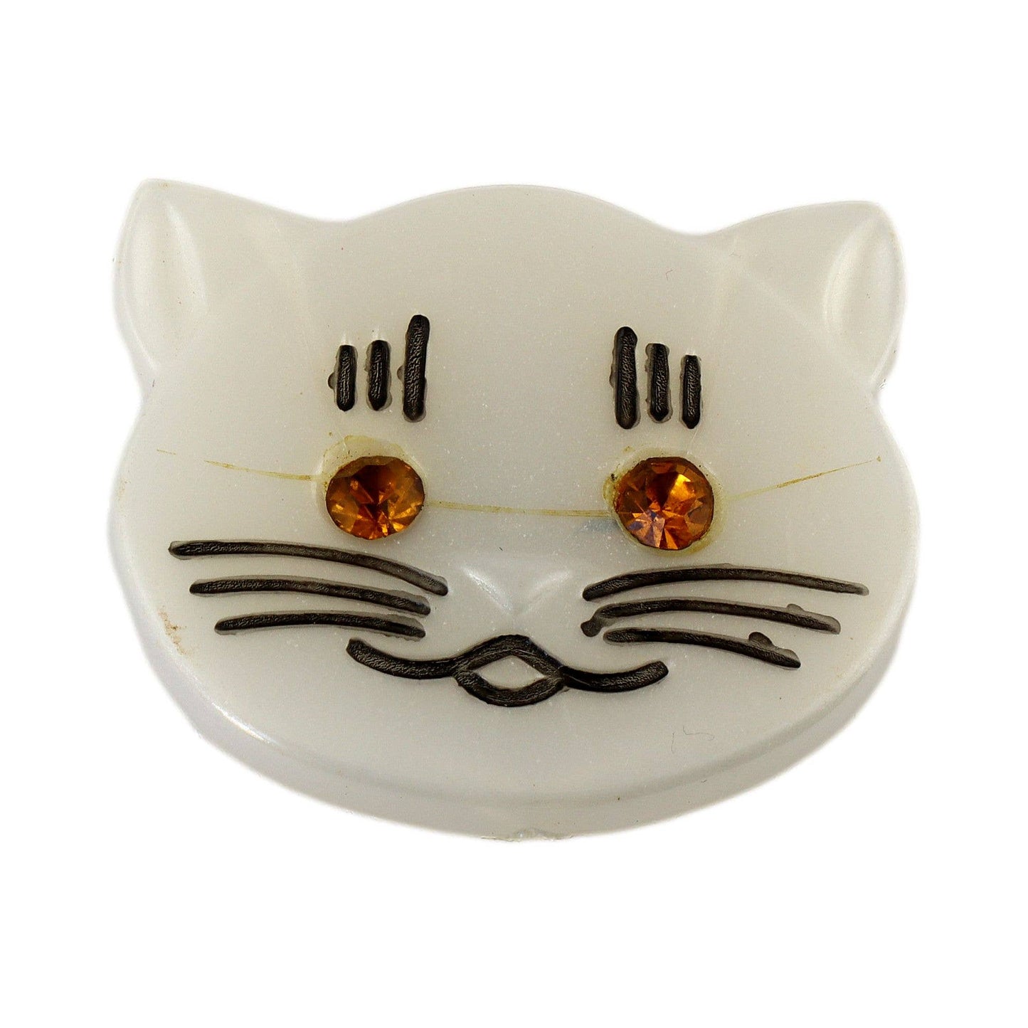 Anstecker Katzenkopf orange DDR Anstecknadel