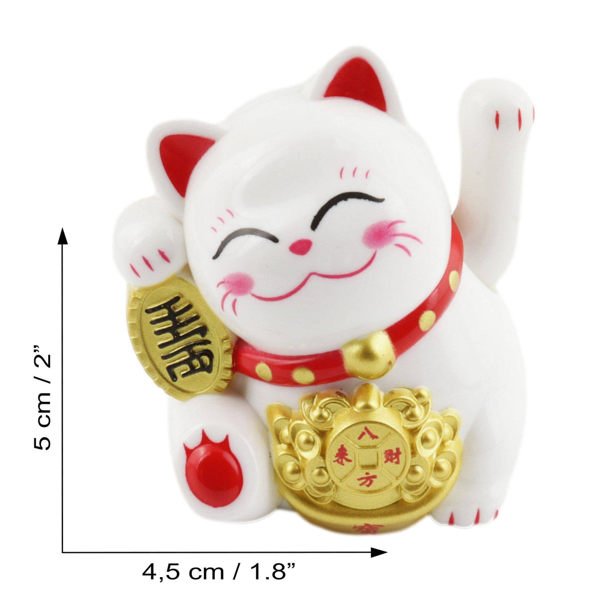 Glückskatze Mini Maneki-neko Freude weiß Solar 5cm Lucky